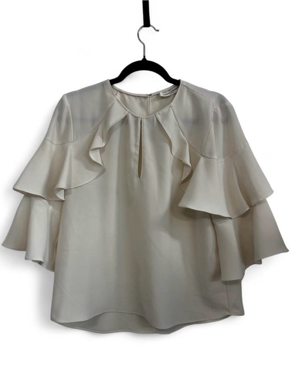 Amanda Uprichard Ruffle Sleeve Ivory Blouse - Elegant Women's Top